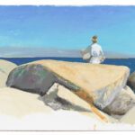 Bo Bartlett, Painting at No Man's Land, 2022, Gouache on paper, 22 ½ x 30 ¼ inches