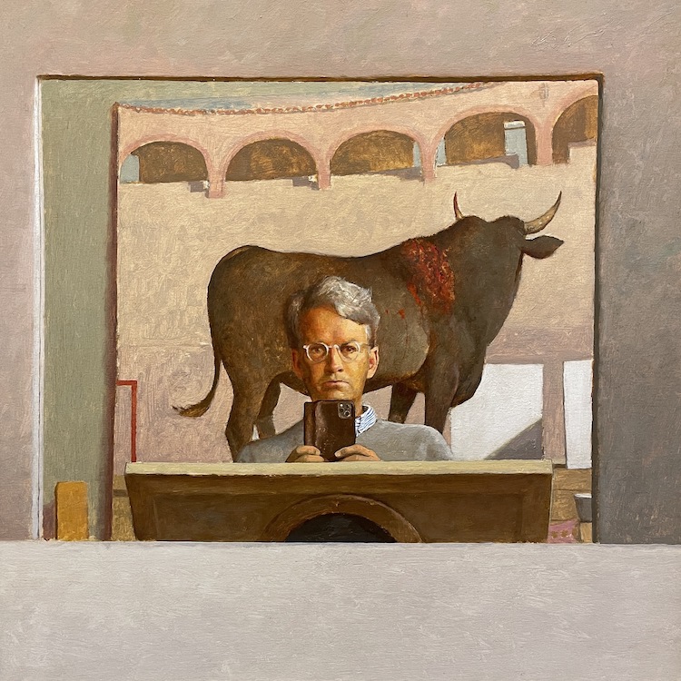 Bo Bartlett, Selfie, 2023, Oil on panel, 24 x 24 inches