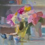 Christine Lafuente (b.1968), Open Peonies and Cups, 2022, Oil on linen, 14 x 14 inches