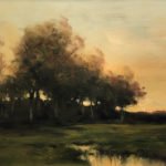 Dennis Sheehan, Dusk, Oil on canvas, 15 x 28 inches