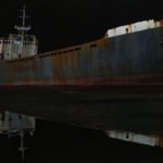 Francis Di Fronzo, Ghost Ship, 2020, Oil over watercolor and gouache on panel, 34 x 49 inches