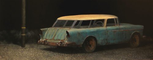 Francis Di Fronzo, No Plan (Part 2), 2019, Oil over watercolor and gouache on panel, 15 x 37 inches