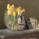 Giovanni Casadei, Still Life with Tulips, 2019, Oil on panel, 11 ½ x 12 ½ inches