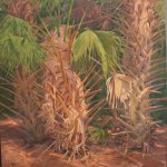 Jeff Moulton, Three Palms, oil on canvas, 78 x 71 inches