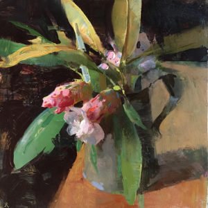 Jon Redmond, Rhododendron Bloom I, 2019, Oil on board, 10 x 10 inches