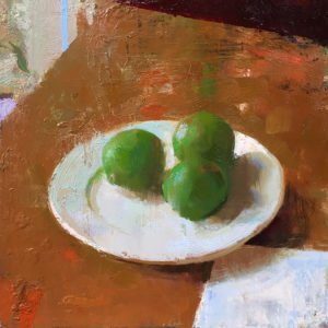 Jon Redmond, Three Limes, 2019, Oil on board, 10 x 10 inches