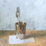 Jon Redmond, Two Forks, 2017, oil on board, 10 x 10 inches