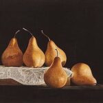 Greg Mort, Two and Three, Still Life with Pears, 1993, Watercolor, 22 x 29 inches
