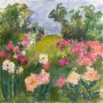 Mary Page Evans, Peony Hill, 2022, Oil on canvas, 36 x 36 inches