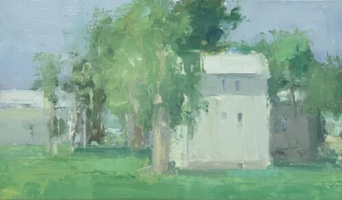 Stuart Shils, Late Afternoon, That White House Again and Other Buildings, 2006, oil on panel, 9 x 15 1/2 inches