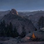 Timothy Barr, Glacier Point Nocturne, 2018, oil on panel, 30 x 27 inches