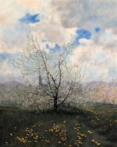Timothy Barr, Apple Orchard, Oil on panel, 30 x 24 inches