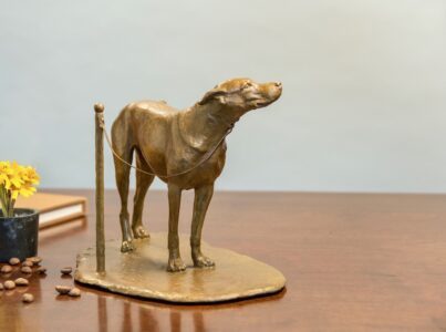 J. Clayton Bright, Coffee Shop Dog (table size), Bronze, 6 x 9 x 5 ½ inches, Edition of 25