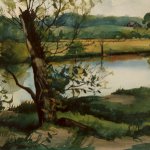 John W. McCoy, Spring on the Brandywine, c. 1940, watercolor, 21 x 29 inches