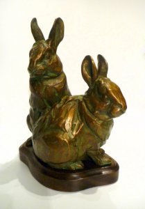 Margery Torrey, Double Trouble, 2014, bronze, 8 x 6 x 3 1/2 inches