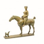 Olivia Musgrave, Amazon with Dog, bronze 23 1/4 x 25 x 9 1/2 inches