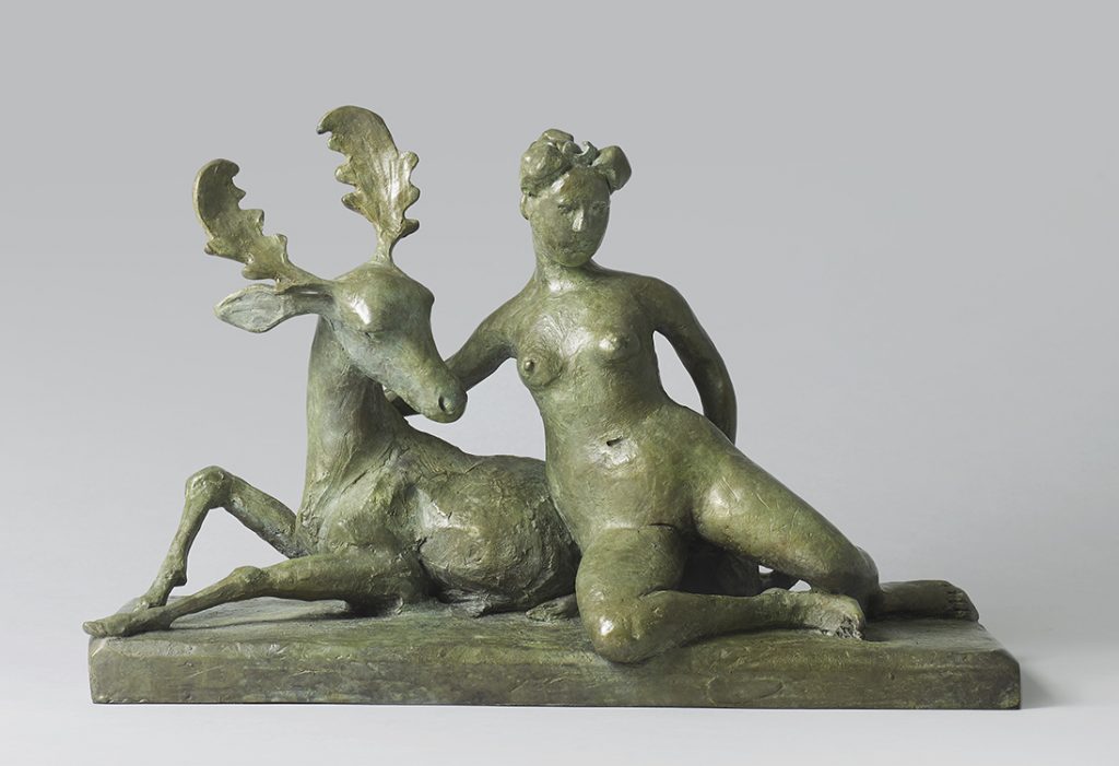 Olivia Musgrave, Diana and Actaeon, 2019, Bronze, 13 x 20 x 8 inches