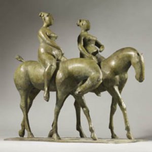 Olivia Musgrave, Turning for Home, bronze, 36 x 35 x 22 inches, edition of 9