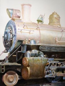 Drew Ernst, Golden Train Study, 2019, Watercolor, 30 x 22 inches