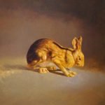 Drew Ernst, Showshoe Hare, 2019, Oil on linen, 22 x 22 inches