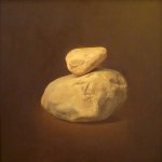 Drew Ernst, Two Stones, 2012, oil on panel, 23 1/2 x 23 1/2 inches