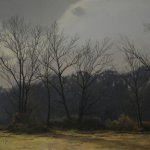 Peter Sculthorpe, Sunset, Georgia Farm, oil on linen, 10 x 20 inches