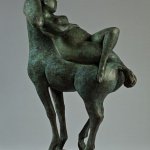 Olivia Musgrave, Amazon Reading Leaning Back on Horse, 2011, Bronze, 14 x 11 x 11 1/2 inches