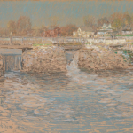 Childe Hassam, Tidal Dam and Bridge, Cos Cob, 1902, Pastel on paper 17 1/2 x 21 3/4 inches