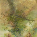 Jane Morris Pack, Tree in Woodlands, Oil on Paper, 28½ x 18 inches