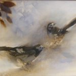 Jane Morris Pack, Two Birds, Oil on Paper, 19 x 25½ inches