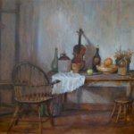 Michael Doyle, Studio Still Life with Violin, Oil on Canvas, 36 x 48 inches