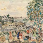 Maurice Prendergast, Children in a Landscape, 1920/1923, Watercolor and pencil on paper, 9 7/8 x 13 1/2 inches