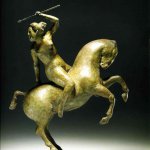 Olivia Musgrave, Amazon Warrior on Horse, Bronze, 16½ x 13½ x 5 inches