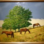 Peter Sculthorpe, Horses on a Hilltop, 2011, Oil on canvas, 12 x 15 3/4 inches