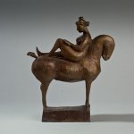 Olivia Musgrave, Small Amazon Reading, Bronze, 13 x 10 x 3 inches