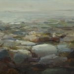 Christine Lafuente, Seawall at Low Tide, 2012, oil on linen, 16 x 20 inches