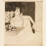 Mary Cassatt, Tea, c. 1890, drypoint on paper, 7 1/8 x 6 1/8 inches