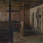 Jon Redmond, Barn Triptych, oil on board, 19 x 50 inches