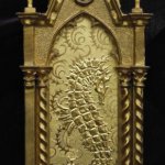 Kay Jackson, Endangered Species, Seahorse, 2010, gold leaf and gesso on wood, 15 x 6 inches framed