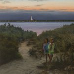 Scott Prior, Game of Tag in the Dunes, 2015, oil on panel, 12 x 10 inches