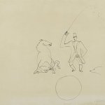 Alexander Calder (1898 - 1976), Ringmaster and Horse, c. 1931, ink on paper, 19 5/8 x 25 1/2 inches