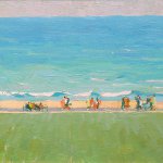Jane Peterson (1876 - 1965), Promenade on the Beach, c. 1925, oil on canvasboard, 12 x 16 inches