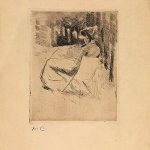 Mary Cassatt (1844-1926), The Folding Chair, c. 1883, etching on paper, 8 1/4 x 6 1/8 inches