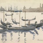 Maurice Prendergast (1858-1924), The Gondolas, Venice, c. 1898-99 watercolor, 10 3/4 x 15 inches