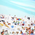 Megan Rye, Dog Beach, 2011, oil on canvas, 55 x 74 inches