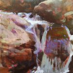 Jon Redmond, Brook Over Rocks, 2015, oil on board, 10 x 10 inches