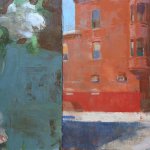 Jon Redmond, Faded Rose Diptych, 2015, oil on board, 10 x 18 inches