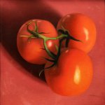 Scott Prior, Tomatoes, 2015, oil on panel, 6 x 5 3/4 inches