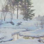 Walter Launt Palmer, Winter Reflections, oil on canvas, 30 1/2 x 30 1/4 inches