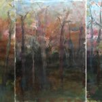 Mary Page Evans, Amherst Woods, oil on paper, 48 x 102 inches